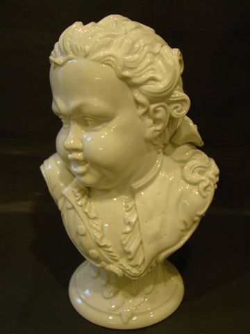 German large pair white porcelain boy and girl busts after Bustelli German large pair white porcelain boy and girl busts after Bustelli