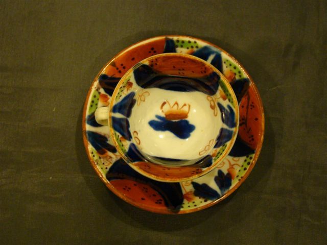 Miniature Gaudy Dutch or Welch cup and saucer Miniature Gaudy Dutch or Welch cup and saucer