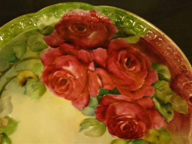 Bavarian hand painted red roses bowl Bavarian hand painted red roses bowl
