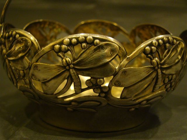 WMF silverplate art nouveau dragonfly handled basket WMF silverplate art nouveau dragonfly handled basket