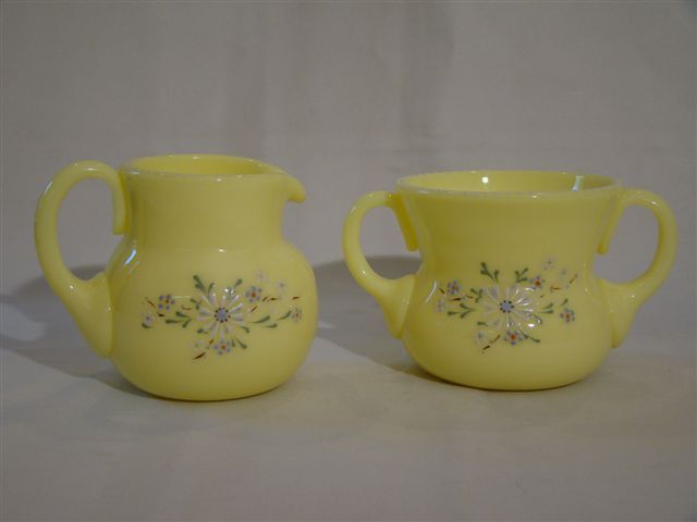 Pairpoint glass enameled creamer sugar Cynthia Bryden Pairpoint glass enameled creamer sugar Cynthia Bryden