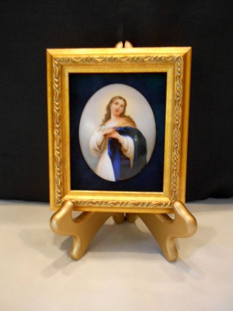 Spectacular HANDPAINTED Painting on Porcelain Plaque; Mary, Saint, Religious, Ornate Spectacular HANDPAINTED Painting on Porcelain Plaque; Mary, Saint, Religious, Ornate
