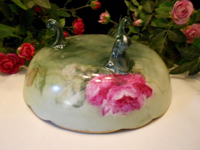 Striking, Rich Limoges Footed Bowl; Roses; Rococo; Ornate; Scalloped Striking, Rich Limoges Footed Bowl; Roses; Rococo; Ornate; Scalloped