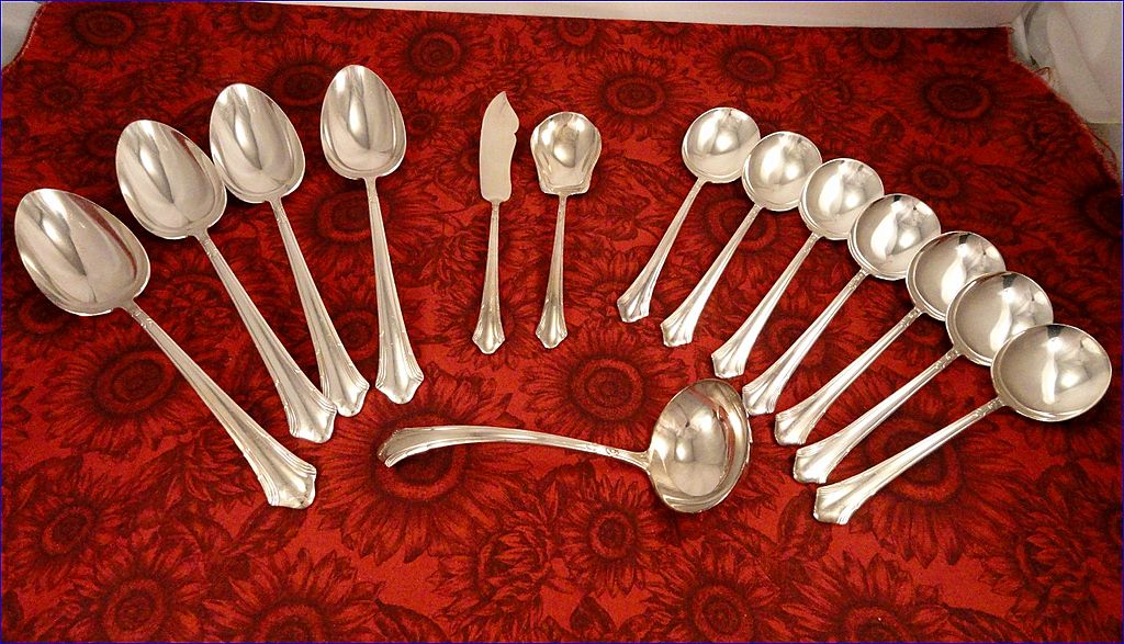 Set of 4 Cream Round Soup Spoons Gorham LADY CAROLINE Vintage 1930 ART DECO Silver Plate Silverware Set of 4 Cream Round Soup Spoons Gorham LADY CAROLINE Vintage 1930 ART DECO Silver Plate Silverware