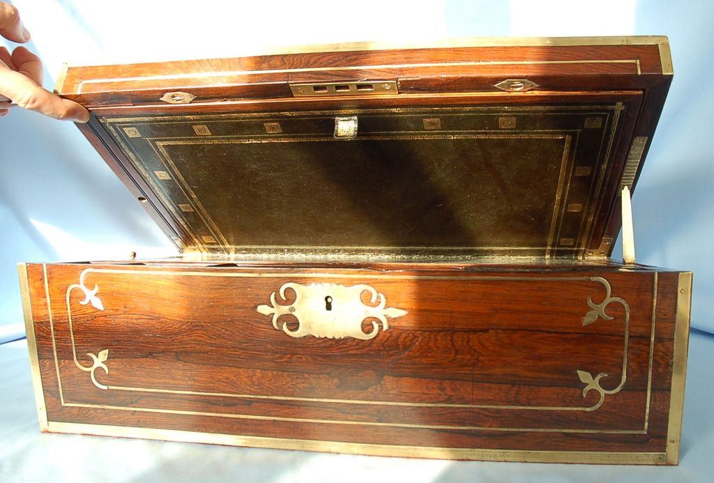 Early 19th Century English Brass-bound Rosewood Writing Slope Early 19th Century English Brass-bound Rosewood Writing Slope