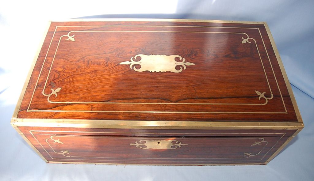 Early 19th Century English Brass-bound Rosewood Writing Slope Early 19th Century English Brass-bound Rosewood Writing Slope