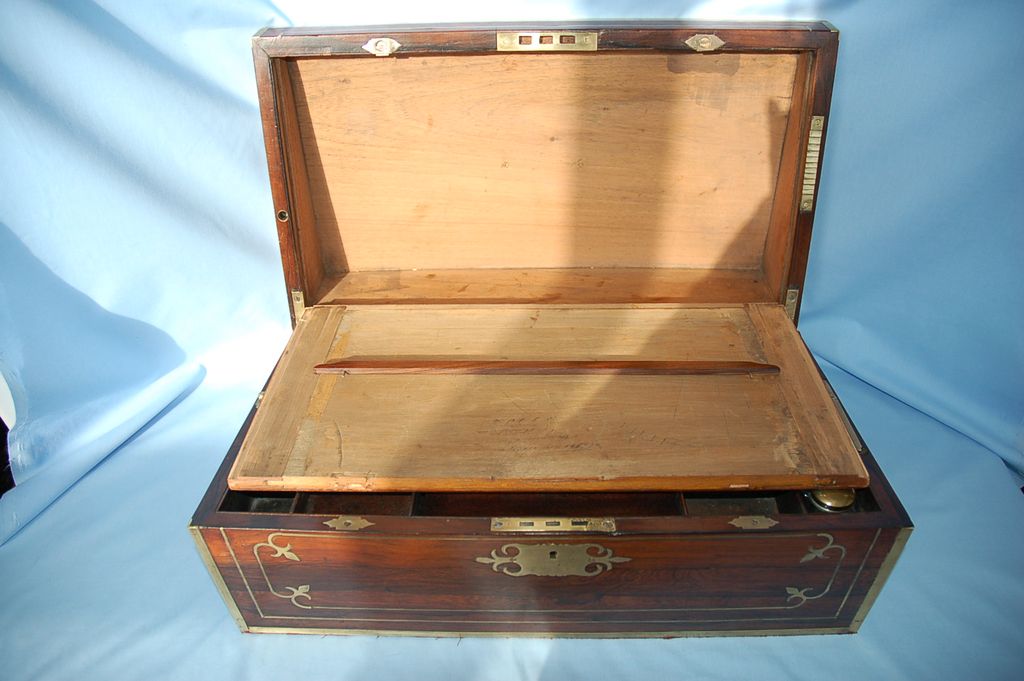 Early 19th Century English Brass-bound Rosewood Writing Slope Early 19th Century English Brass-bound Rosewood Writing Slope