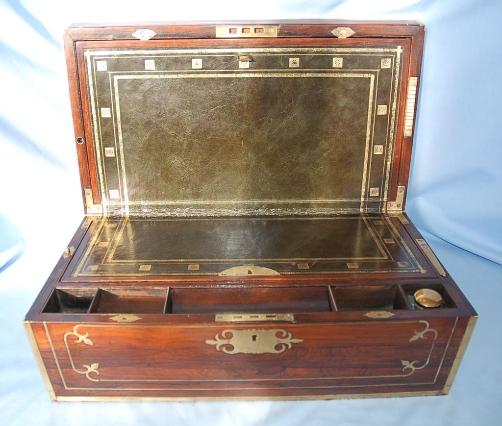 Early 19th Century English Brass-bound Rosewood Writing Slope Early 19th Century English Brass-bound Rosewood Writing Slope