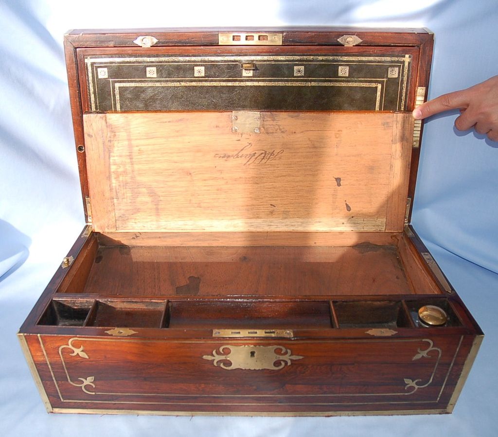 Early 19th Century English Brass-bound Rosewood Writing Slope Early 19th Century English Brass-bound Rosewood Writing Slope