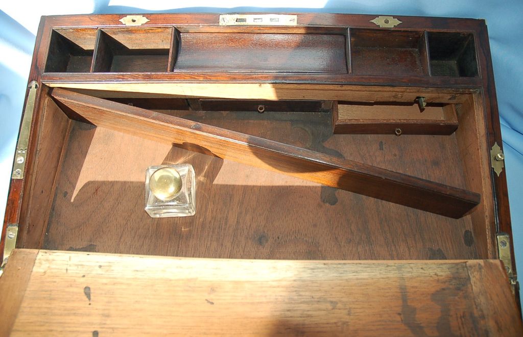 Early 19th Century English Brass-bound Rosewood Writing Slope Early 19th Century English Brass-bound Rosewood Writing Slope