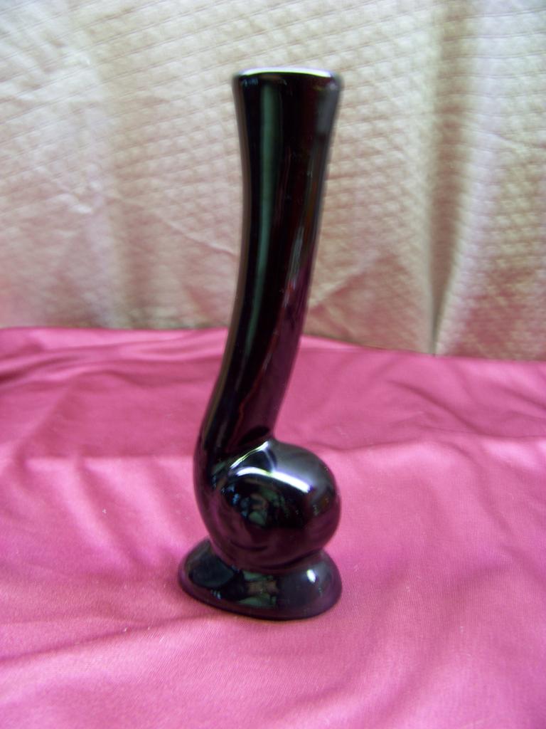 Black Frankoma Pottery Snail Bud Vase marked 31 Black Frankoma Pottery Snail Bud Vase marked 31