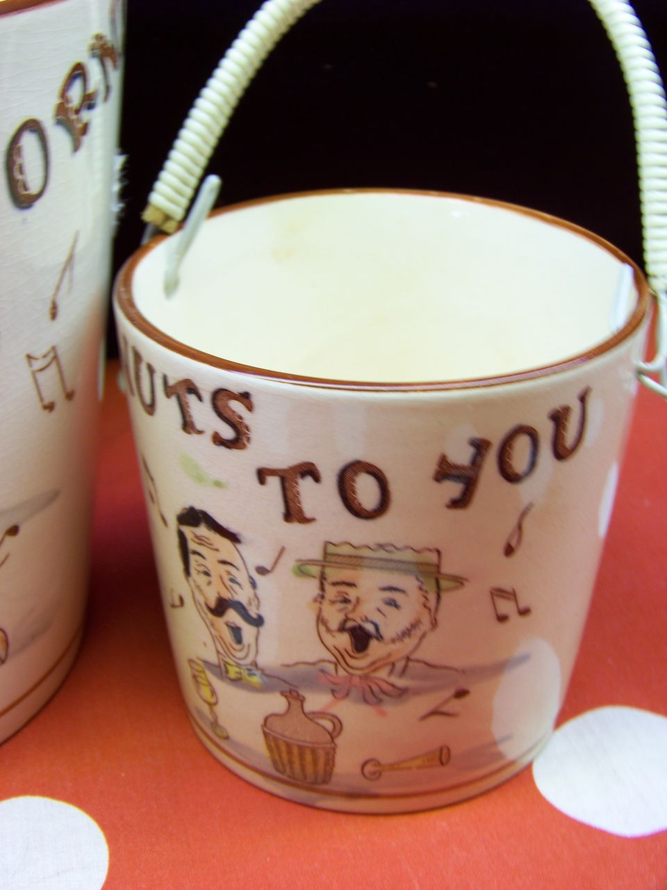 Vintage Nesting Snack Bowl Bucket Set Barber Shop Singers Motif Vintage Nesting Snack Bowl Bucket Set Barber Shop Singers Motif