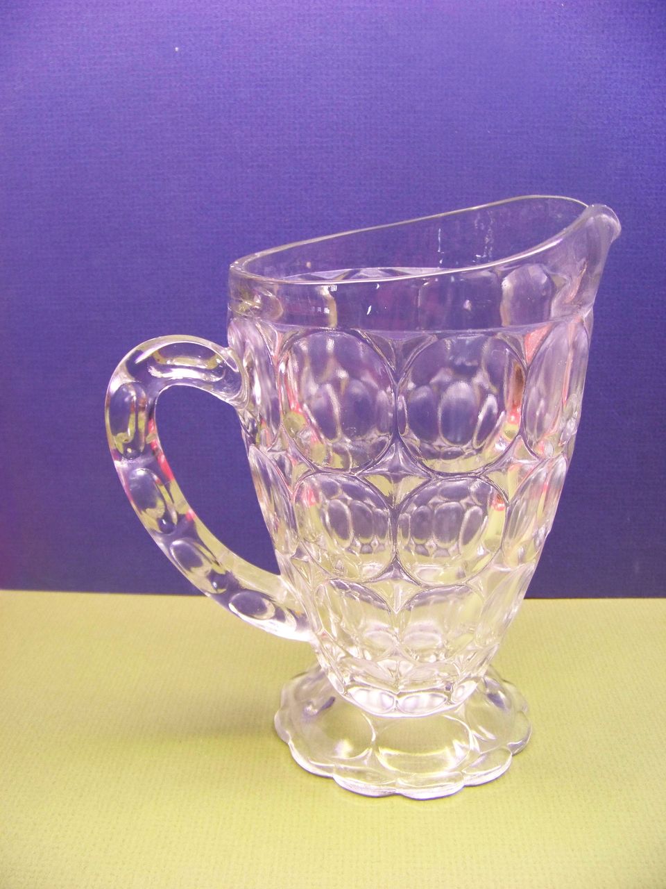 Glass Thumbprint Pitcher Clear Juice Pitcher with a thumbprint design Glass Thumbprint Pitcher Clear Juice Pitcher with a thumbprint design