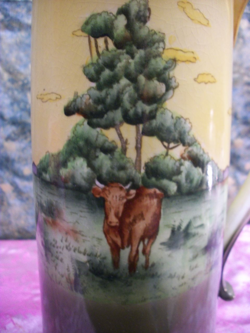 14" Haynes Ware Pottery TALL Pitcher Grasslands and Cow Pattern 14" Haynes Ware Pottery TALL Pitcher Grasslands and Cow Pattern