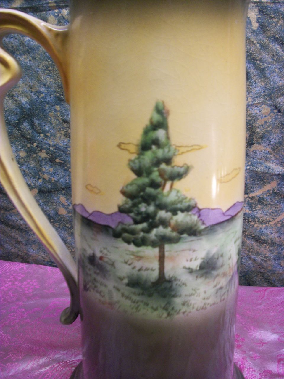 14" Haynes Ware Pottery TALL Pitcher Grasslands and Cow Pattern 14" Haynes Ware Pottery TALL Pitcher Grasslands and Cow Pattern