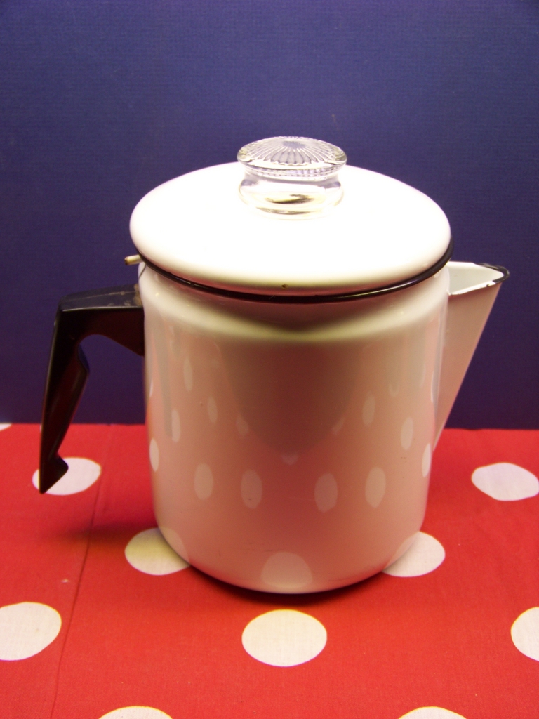 Great Old Granite Enamel Coffee Pot with Glass top Great Old Granite Enamel Coffee Pot with Glass top