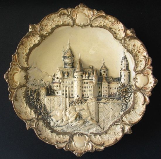 Josef Strnact Terracotta Castle Neuschwanstein Plaque Josef Strnact Terracotta Castle Neuschwanstein Plaque