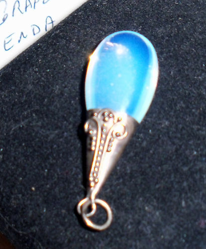 Vintage Opal Drop Pendant Ornate Cap Marked 925 Vintage Opal Drop Pendant Ornate Cap Marked 925