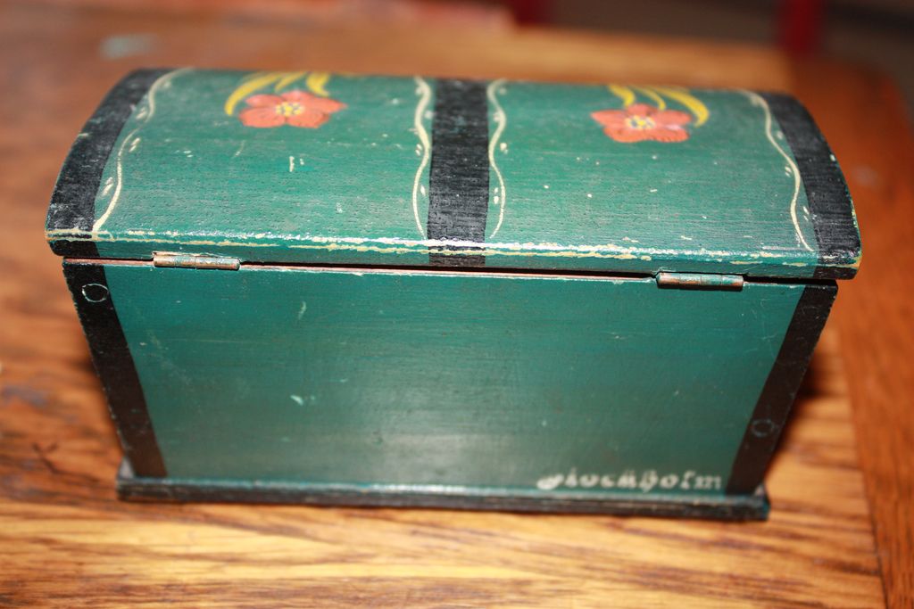 Antique Miniature Blanket Chest Box 19c Signed Provenance Hand Painted Antique Miniature Blanket Chest Box 19c Signed Provenance Hand Painted