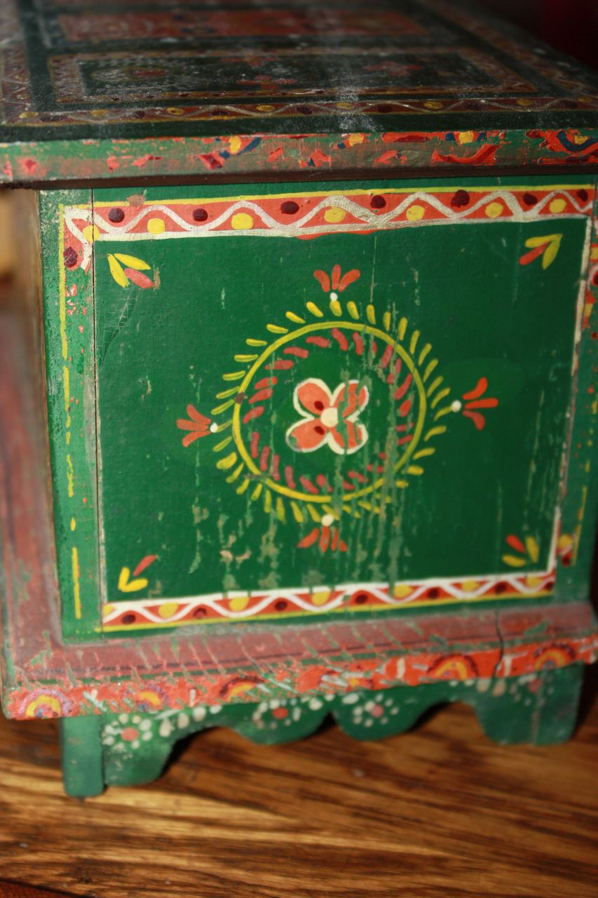 Antique Miniature Blanket Chest Box 19c Highly Detailed Hand Painted Antique Miniature Blanket Chest Box 19c Highly Detailed Hand Painted