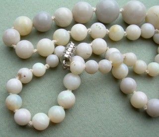 Rare Art Deco Necklace Opals Beads Graduated Natural Australian Hand Knotted Rare Art Deco Necklace Opals Beads Graduated Natural Australian Hand Knotted