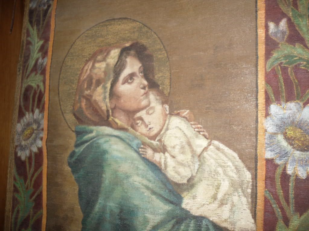 Antique 1905 Painting Church Banner Madonna after Ferruzzi Madonnina Antique 1905 Painting Church Banner Madonna after Ferruzzi Madonnina