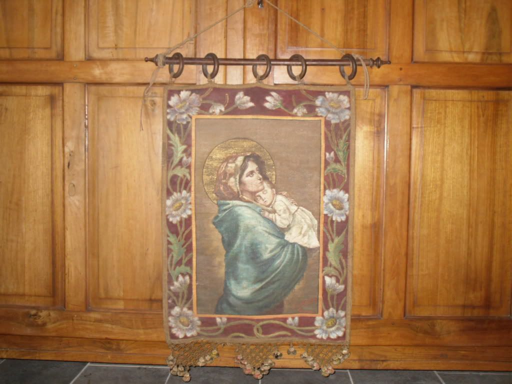 Antique 1905 Painting Church Banner Madonna after Ferruzzi Madonnina Antique 1905 Painting Church Banner Madonna after Ferruzzi Madonnina