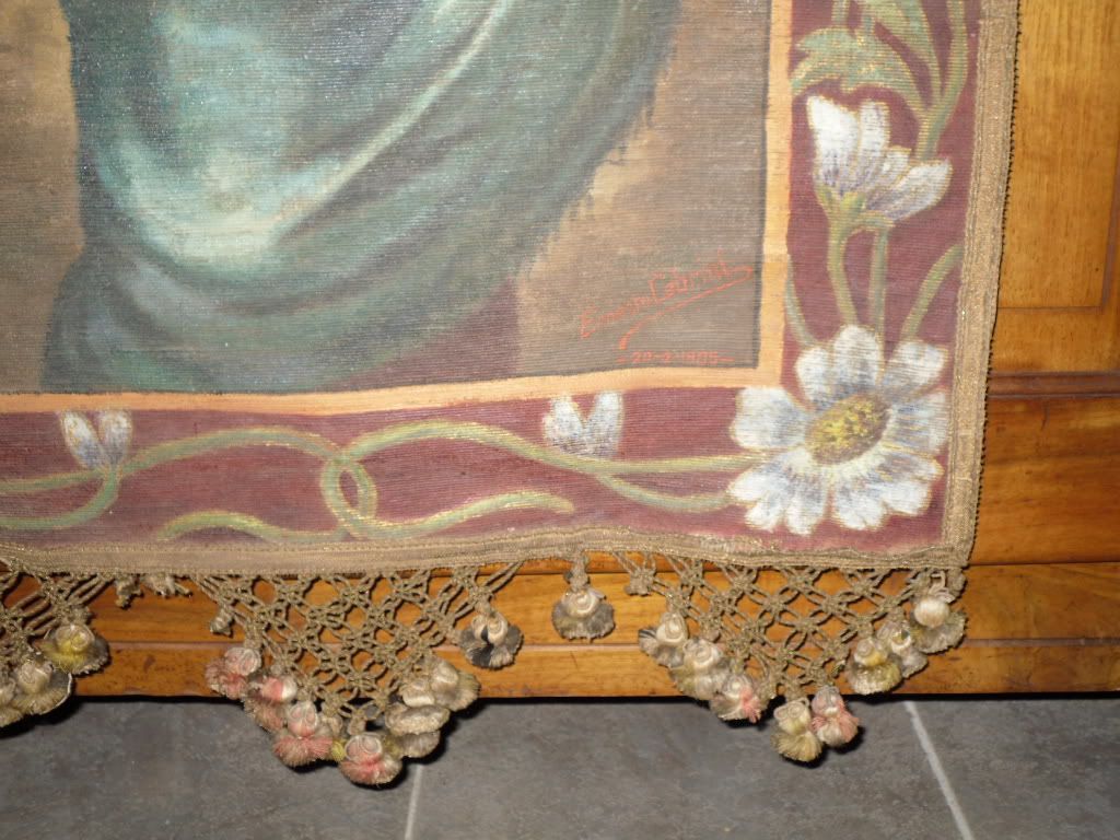 Antique 1905 Painting Church Banner Madonna after Ferruzzi Madonnina Antique 1905 Painting Church Banner Madonna after Ferruzzi Madonnina
