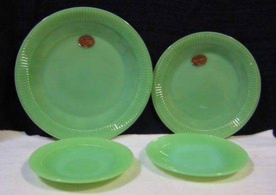 7 Piece Fire King Jadeite Jane Ray Set including HTF Butter Plate - Foil Stickers 7 Piece Fire King Jadeite Jane Ray Set including HTF Butter Plate - Foil Stickers