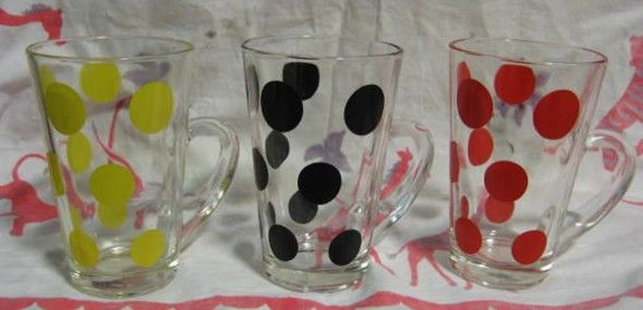 3 Fire King Polk Dot Patio Mugs 3 Fire King Polk Dot Patio Mugs