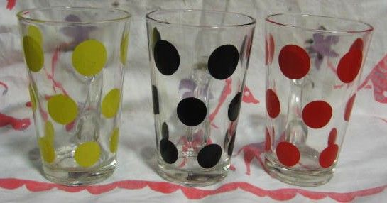 3 Fire King Polk Dot Patio Mugs 3 Fire King Polk Dot Patio Mugs