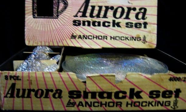 Fire King Aurora 8 Piece Snack Set Fire King Aurora 8 Piece Snack Set
