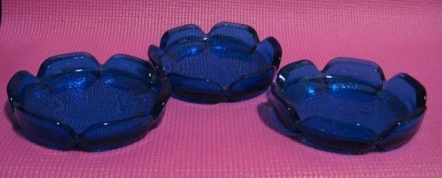 Set 3 Fire King Capri Blue Ashtrays Set 3 Fire King Capri Blue Ashtrays