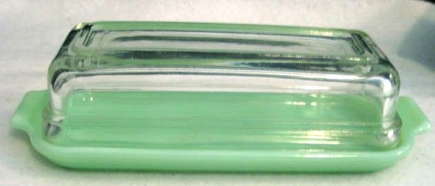 Lot of Fire King Jadeite Glass - Butter Dish, Rose Box Ashtray Dish - Factory Label Lot of Fire King Jadeite Glass - Butter Dish, Rose Box Ashtray Dish - Factory Label