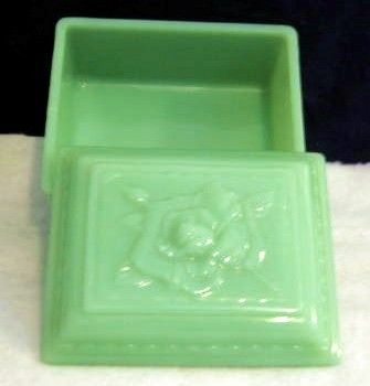 Lot of Fire King Jadeite Glass - Butter Dish, Rose Box Ashtray Dish - Factory Label Lot of Fire King Jadeite Glass - Butter Dish, Rose Box Ashtray Dish - Factory Label