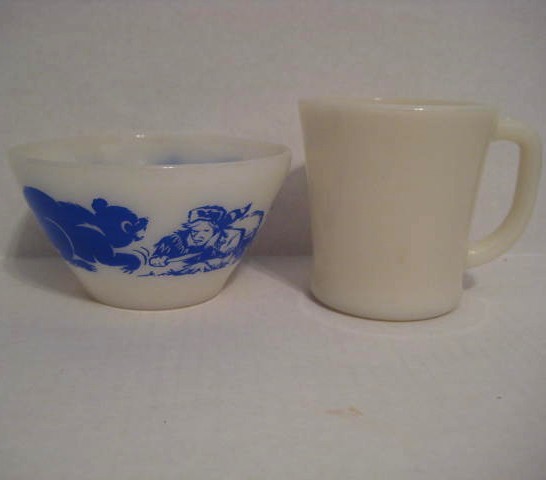 Fire King Ivory Mug & Blue Crockett Bowl Unused - 10% Off Sale September Fire King Ivory Mug & Blue Crockett Bowl Unused - 10% Off Sale September