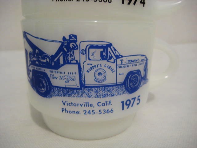 2 Fire King Wrecker Truck Mugs 2 Fire King Wrecker Truck Mugs