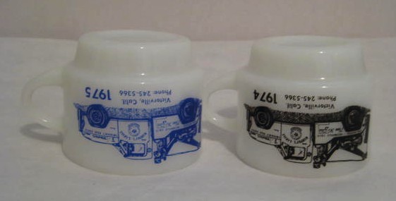 2 Fire King Wrecker Truck Mugs 2 Fire King Wrecker Truck Mugs