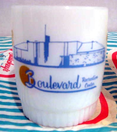 2 Fire King Bowling Mugs & 2 Bowling Tumblers 2 Fire King Bowling Mugs & 2 Bowling Tumblers