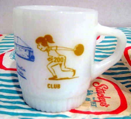 2 Fire King Bowling Mugs & 2 Bowling Tumblers 2 Fire King Bowling Mugs & 2 Bowling Tumblers