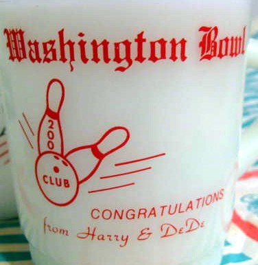 2 Fire King Bowling Mugs & 2 Bowling Tumblers 2 Fire King Bowling Mugs & 2 Bowling Tumblers