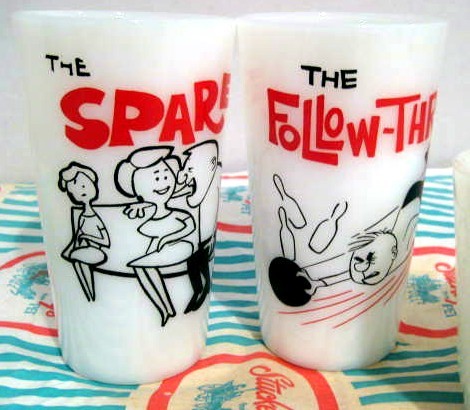 2 Fire King Bowling Mugs & 2 Bowling Tumblers 2 Fire King Bowling Mugs & 2 Bowling Tumblers
