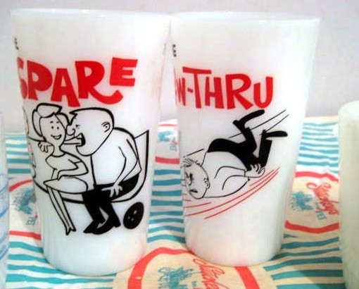 2 Fire King Bowling Mugs & 2 Bowling Tumblers 2 Fire King Bowling Mugs & 2 Bowling Tumblers