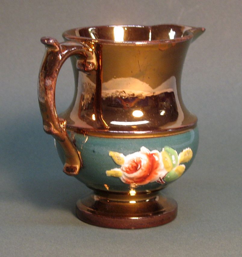 Copper Luster and Polychrome Pitcher ca. 1845-55 Copper Luster and Polychrome Pitcher ca. 1845-55