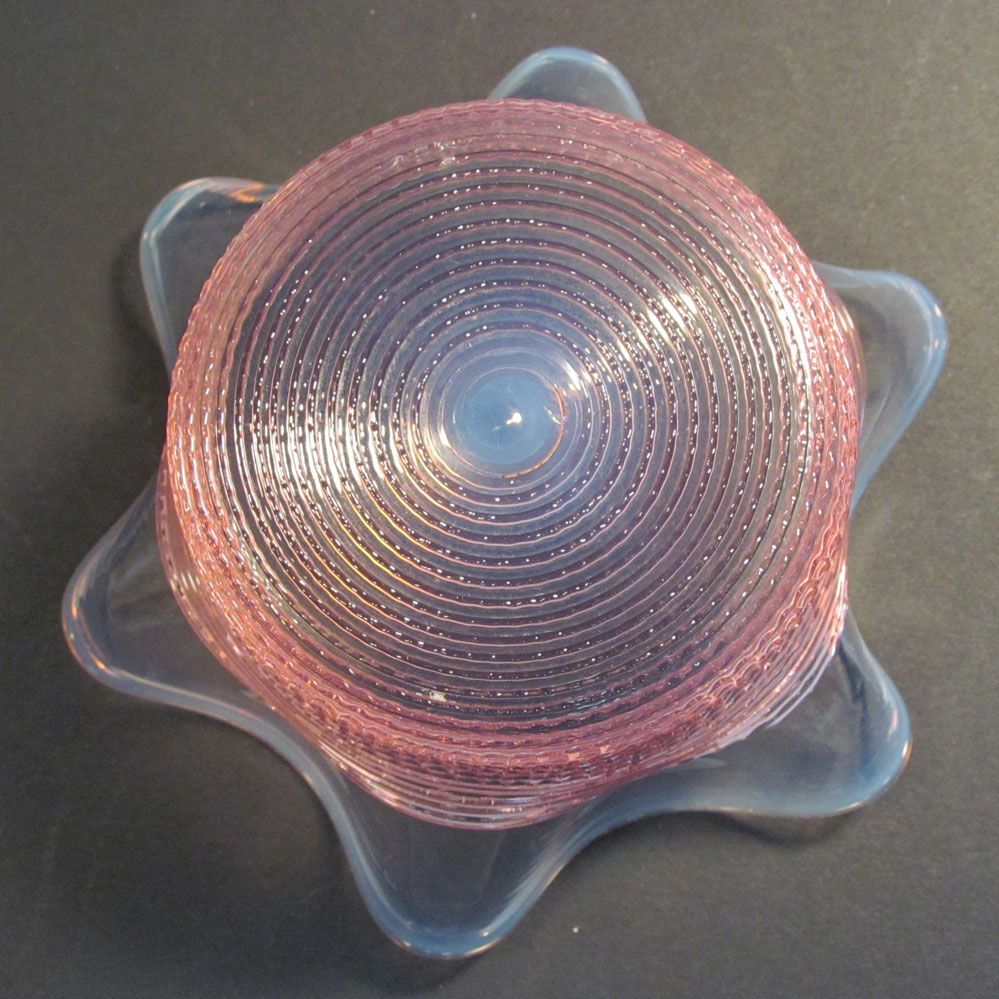 Victorian Opalescent Threaded Glass Bowl Victorian Opalescent Threaded Glass Bowl