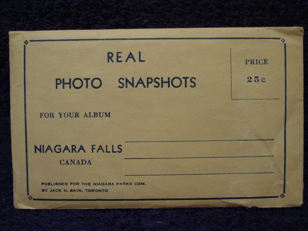 Set 1940-50s NIAGARA FALLS,Canada/US 10 Velox PHOTO Snapshots w/Mailing Envelope by Jack Bain, Toronto Set 1940-50s NIAGARA FALLS,Canada/US 10 Velox PHOTO Snapshots w/Mailing Envelope by Jack Bain, Toronto