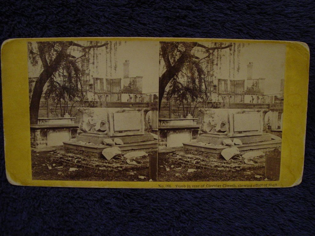 1865 Civil War CHARLESTON, SC Building Ruins & Shell Damage John P Soule Stereoview Tomb at Circular Church 1865 Civil War CHARLESTON, SC Building Ruins & Shell Damage John P Soule Stereoview Tomb at Circular Church