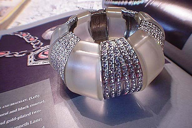 Kenneth Jay Lane Frosted Plastic and Rhinestone Bracelet Book Item Kenneth Jay Lane Frosted Plastic and Rhinestone Bracelet Book Item