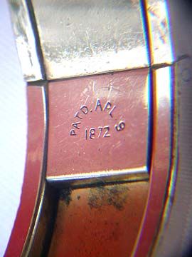 Signed Pat.Date 1872 Etched Gold metal Bracelet Signed Pat.Date 1872 Etched Gold metal Bracelet