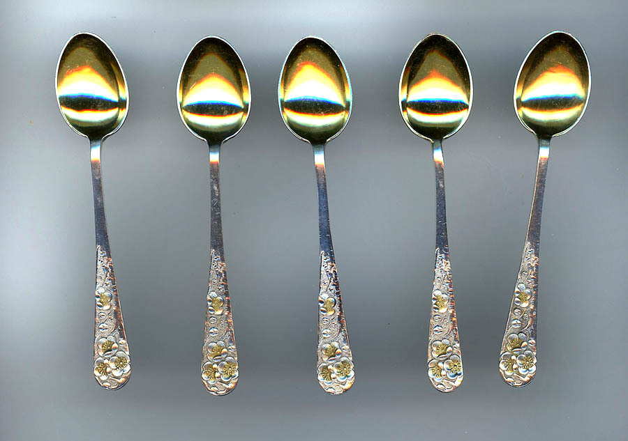 5 Sterling Demitasse Spoons Marked Silver 950 CPO Japan 5 Sterling Demitasse Spoons Marked Silver 950 CPO Japan